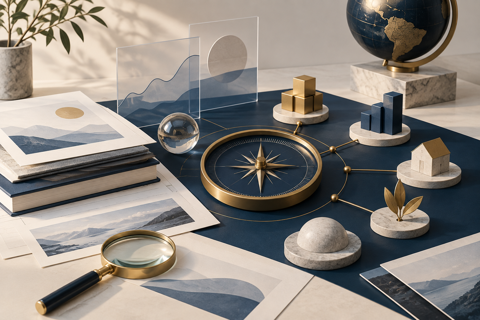 Editorial illustration representing research, risk awareness and informed financial decisions